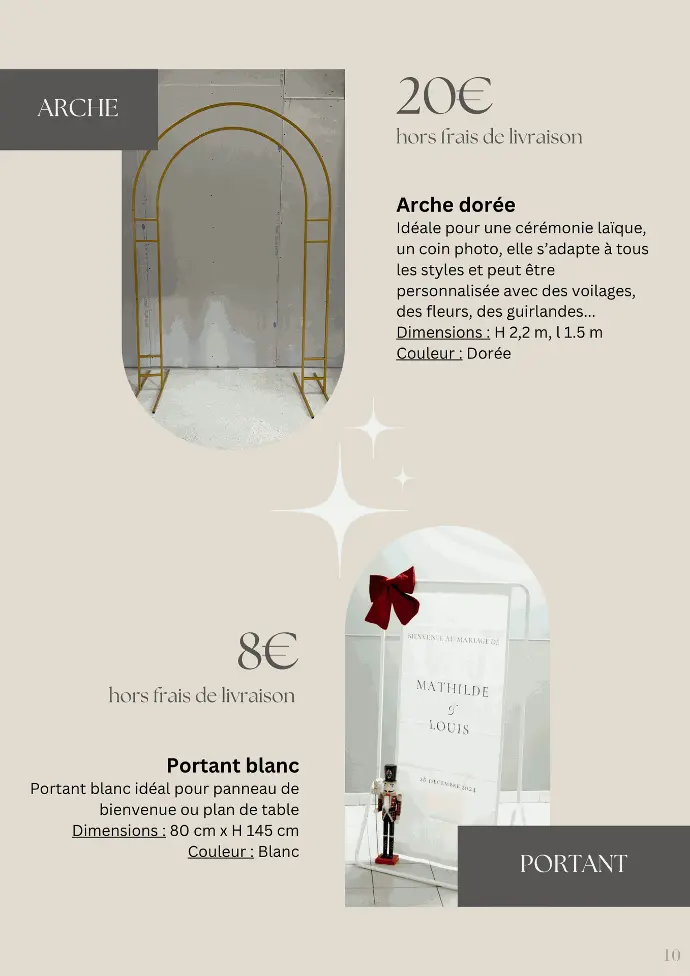 Location arche, portant, panneau de bienvenue