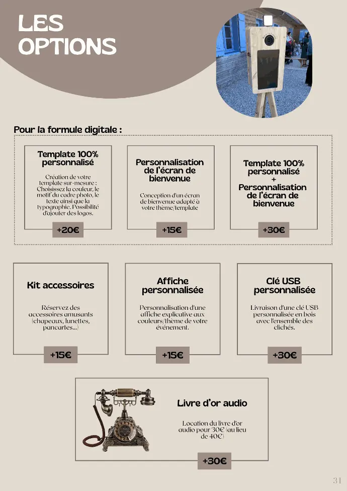 Options location photobooth